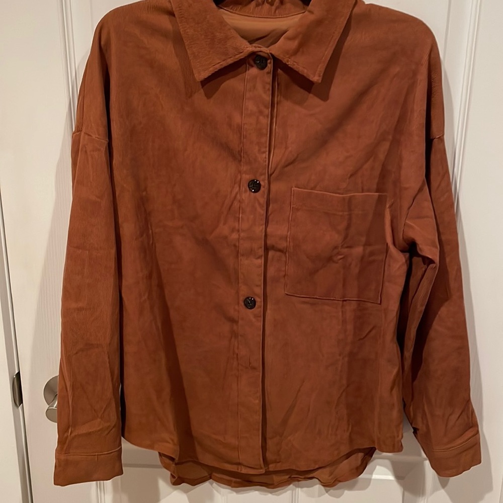 Shein rust color corduroy shirt, size M.
